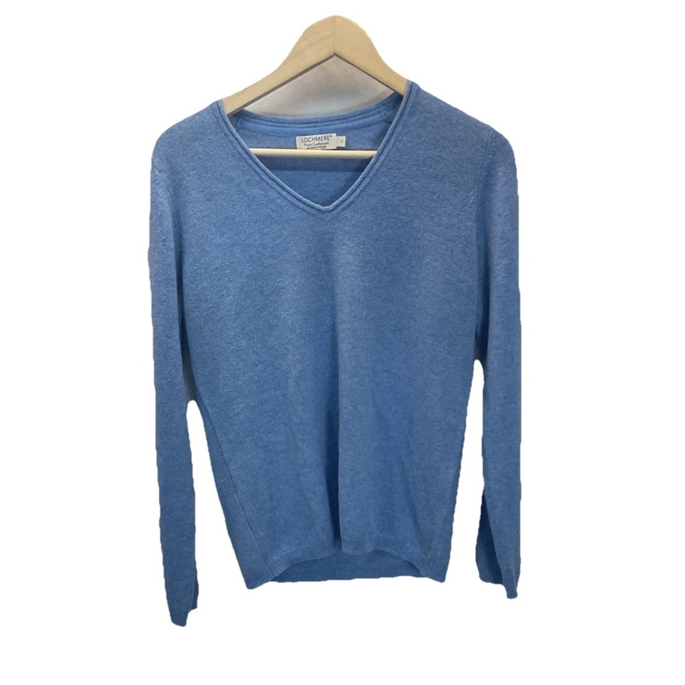 Lochmere Men's 100% Pure Cashmere‎ Jumper Size S Mens Sweater Sky Blue Soft